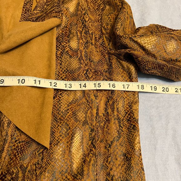 Zara Women's Snake Print Faux Leather Open Front Jacket Brown Medium - Picture 7 of 10